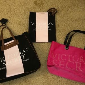 3 victoria secret beach totes